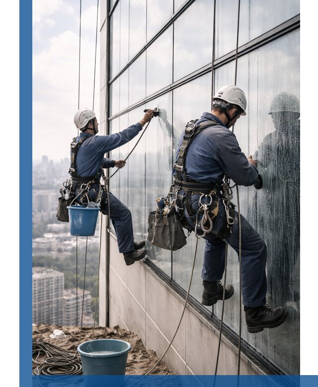 Профессиональная мойка фасадных окон альпинистами в Белебее