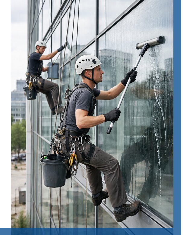 Мойка витражей альпинистами в Белебее от 714 р. под ключ|ВЫСОТНИК-Блб