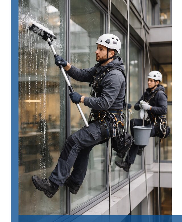 Профессиональная мойка витражей промышленными альпинистами в Белебее