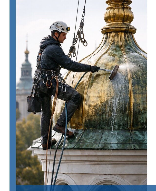 Профессиональная мойка куполов и шпилей высотными альпинистами в Белебее