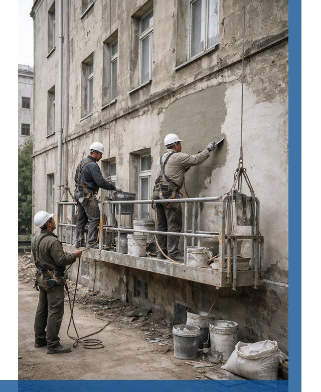 Капитальный ремонт фасада в Белебее от 4284 р. | ВЫСОТНИК-Блб