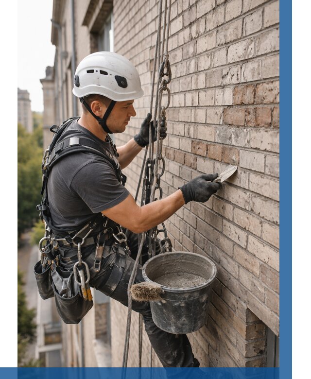 Ремонт кирпичной кладки фасада в Белебее от 1836 р. | ВЫСОТНИК-Блб