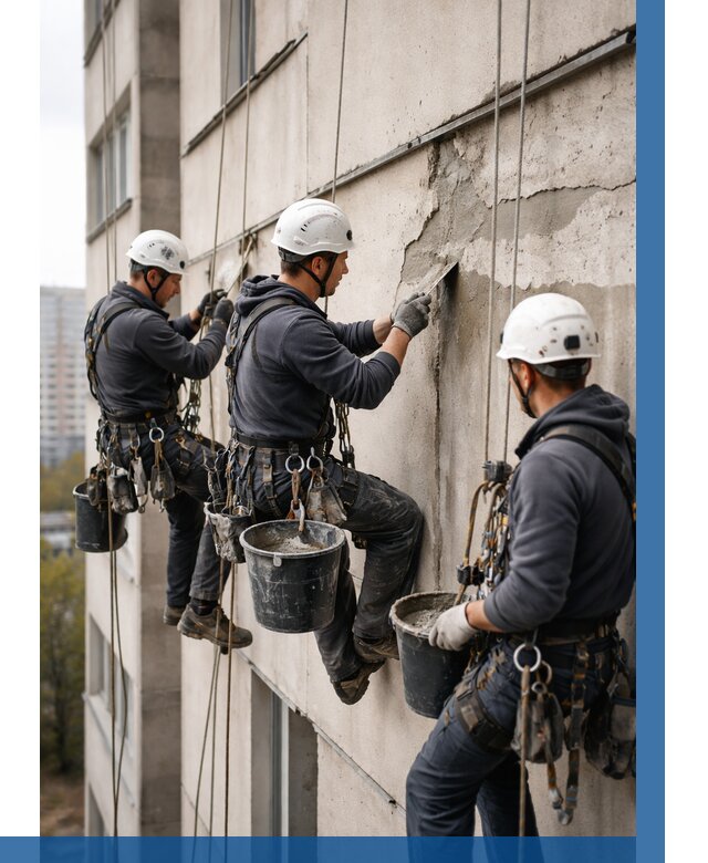 Ремонт бетонных элементов фасада в Белебее от 2550 р. | ВЫСОТНИК-Блб