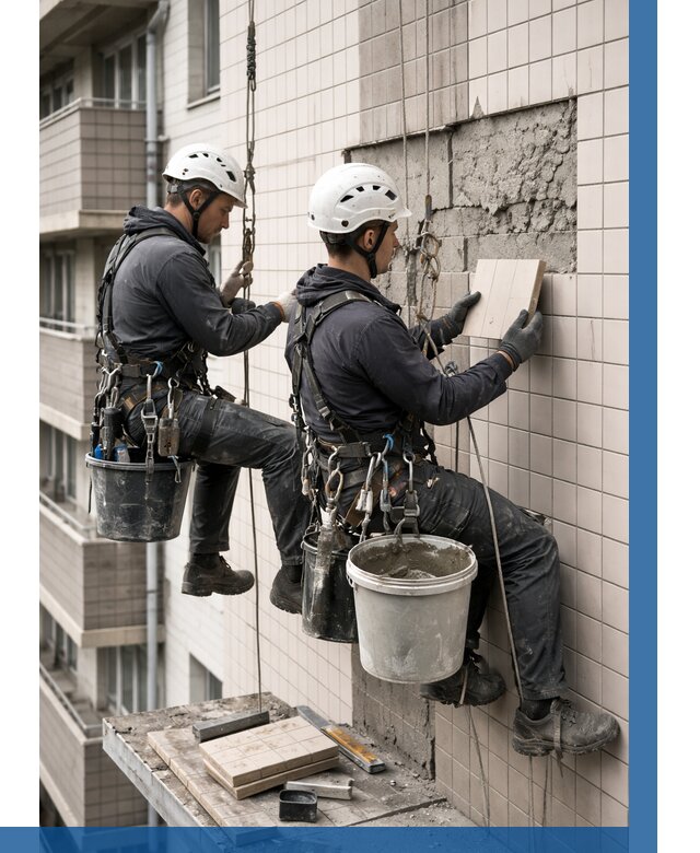 Ремонт облицовки фасада плиткой в Белебее от 1836 р. | ВЫСОТНИК-Блб