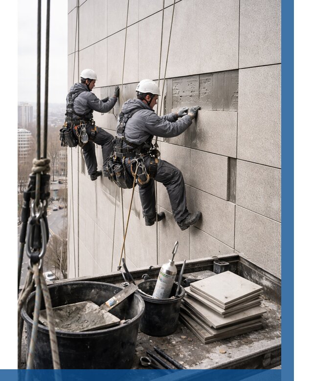 Ремонт фасада из керамогранита в Белебее от 2550 р. | ВЫСОТНИК-Блб