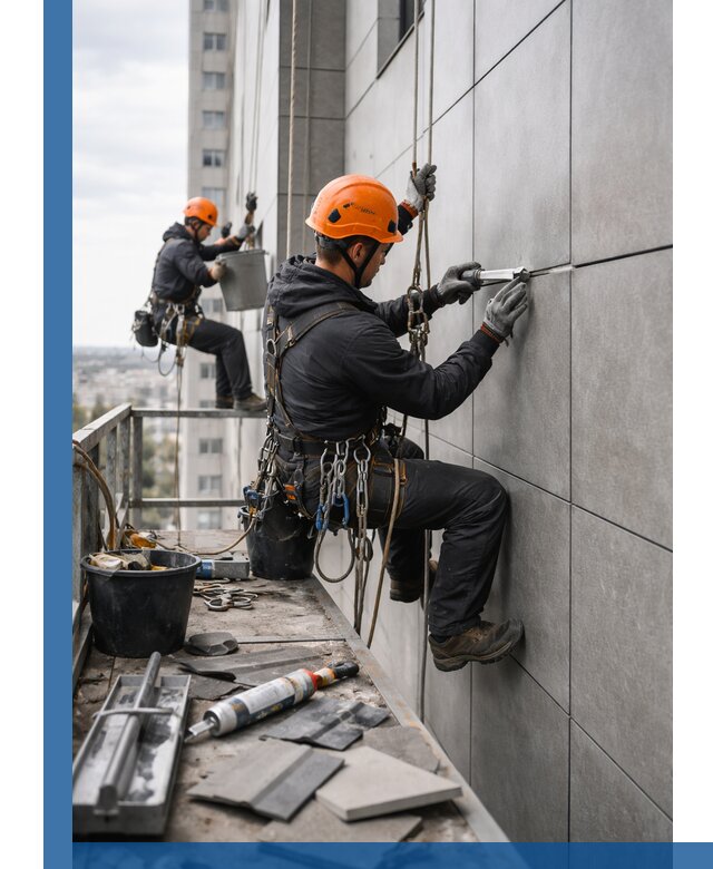 Профессиональный ремонт фасада из керамогранита в Белебее