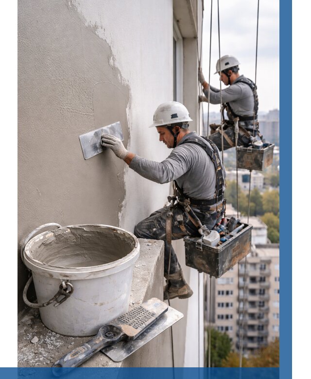 Шпаклевка фасада на высоте в Белебее от 714 р. | ВЫСОТНИК-Блб