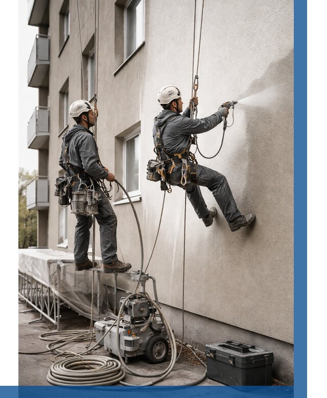 Безвоздушная покраска фасада в Белебее от 224 р/м² | ВЫСОТНИК-Блб