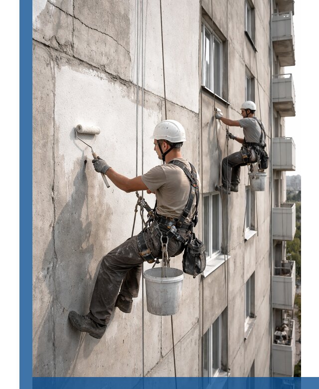 Покраска бетонного фасада в Белебее для жилых и промышленных объектов