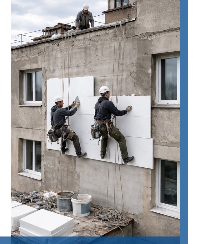 Утепление фасада пенополистиролом в Белебее от 1836 р. | ВЫСОТНИК-Блб