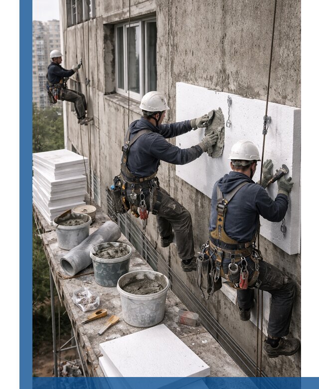 Утепление фасада пенополистиролом в Белебее под ключ