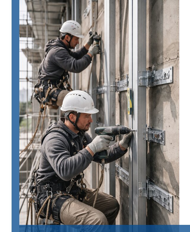 Монтаж и крепление подсистемы вентфасада в Белебее