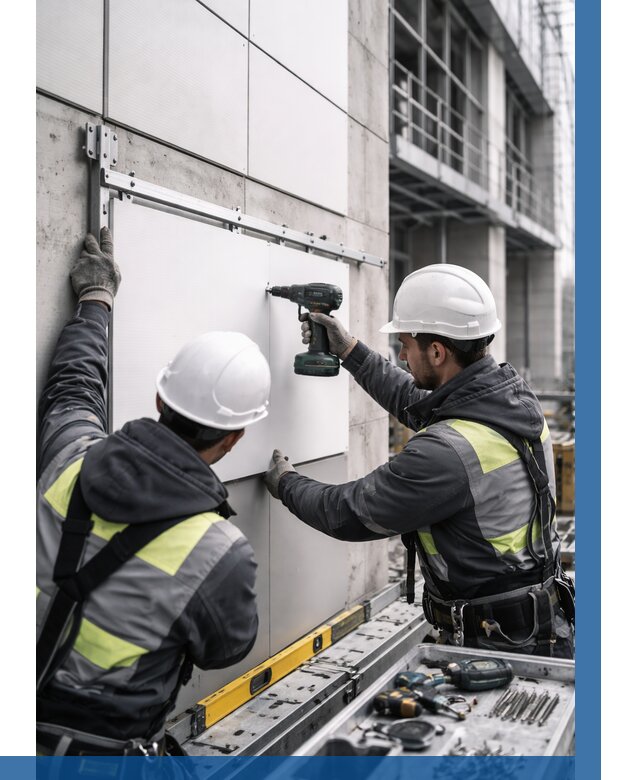 Монтаж композитных панелей фасада в Белебее от 2550 р. | ВЫСОТНИК-Блб