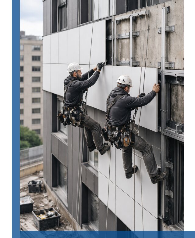 Монтаж композитных панелей фасада в Белебее под ключ