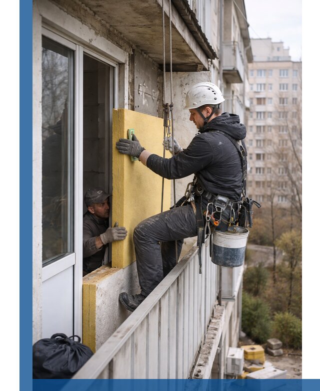Профессиональное утепление балкона снаружи в Белебее под ключ