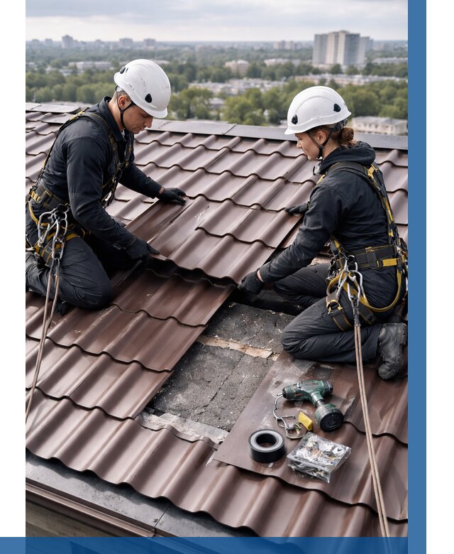 Ремонт металлочерепицы на крыше в Белебее от 918 р. | ВЫСОТНИК-Блб