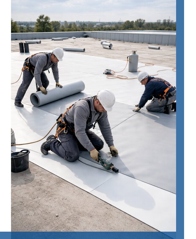 Монтаж мембранной кровли под ключ в Белебее от 1224 р. | ВЫСОТНИК-Блб