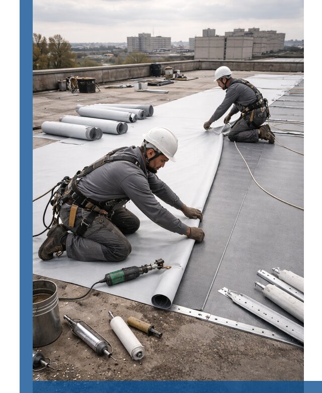 Монтаж мембранной кровли в Белебее для промышленных зданий