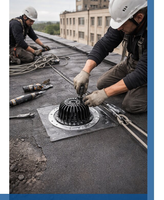 Установка водосточных воронок в Белебее цена от 3570 р. | ВЫСОТНИК-Блб