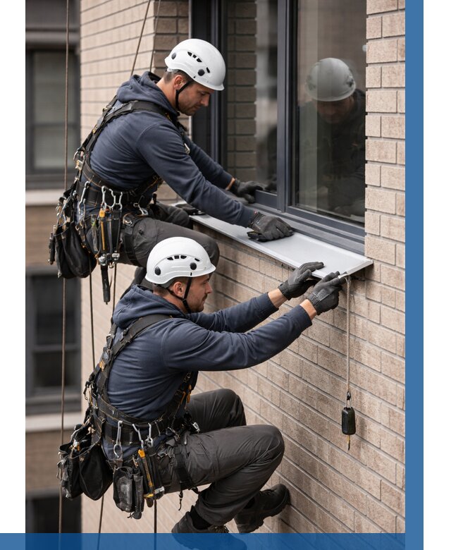 Монтаж оконных отливов под ключ в Белебее от 3570 р. | ВЫСОТНИК-Блб