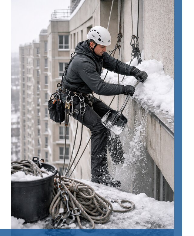 Очистка карнизов от снега в Белебее от 306 р. | ВЫСОТНИК-Блб