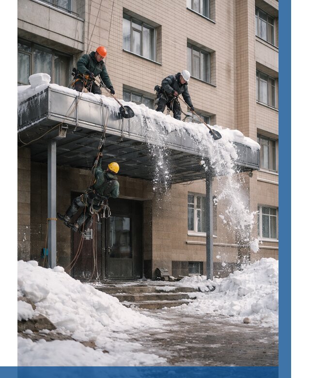 Очистка козырьков от снега в Белебее от 3570 р. | ВЫСОТНИК-Блб