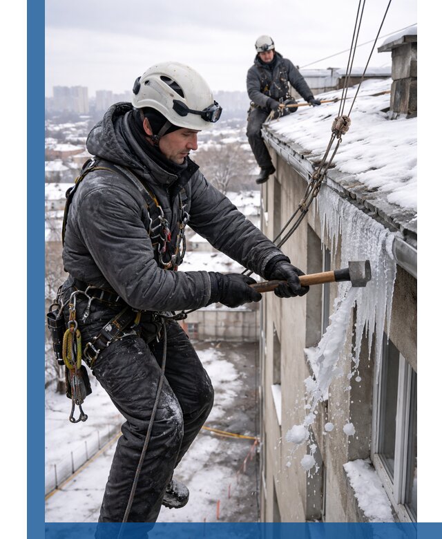 Сбивание и удаление сосулек с крыши в Белебее безопасно