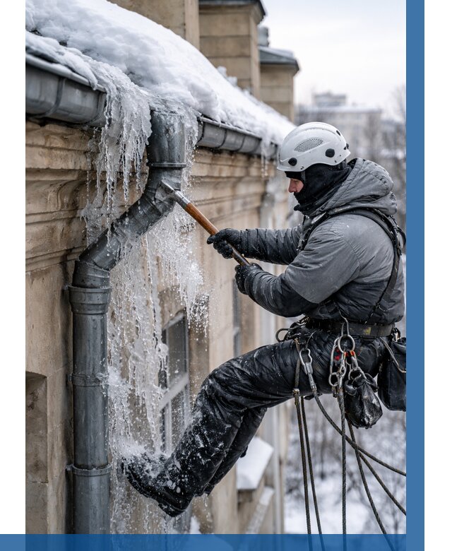 Очистка водостоков от льда в Белебее от 3570 р. | ВЫСОТНИК-Блб