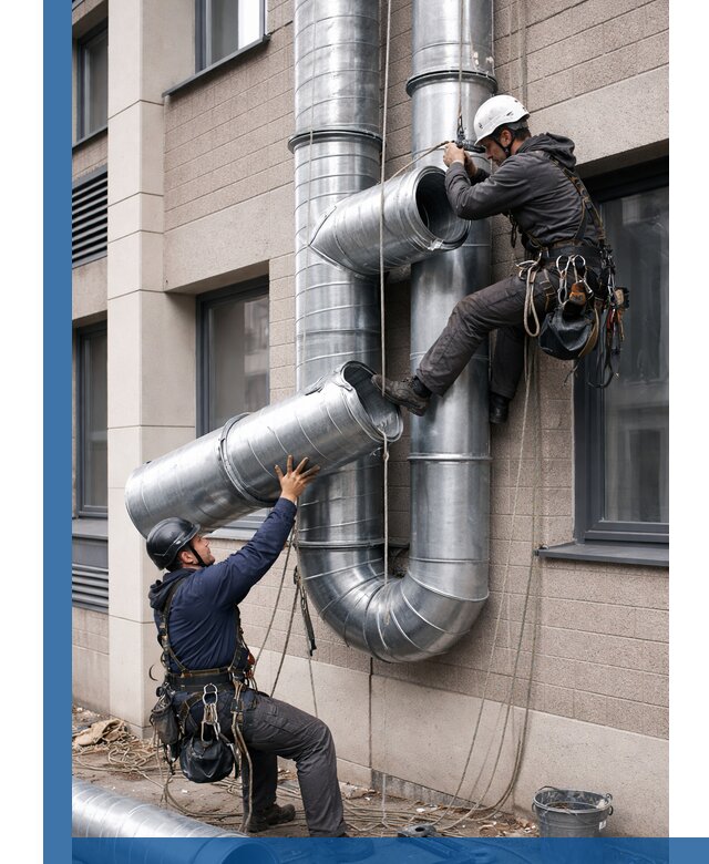 Монтаж фасадных воздуховодов в Белебее с герметизацией и крепежом