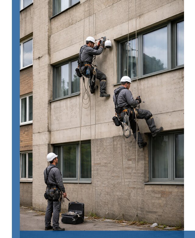 Монтаж фасадных камер видеонаблюдения в Белебее под ключ