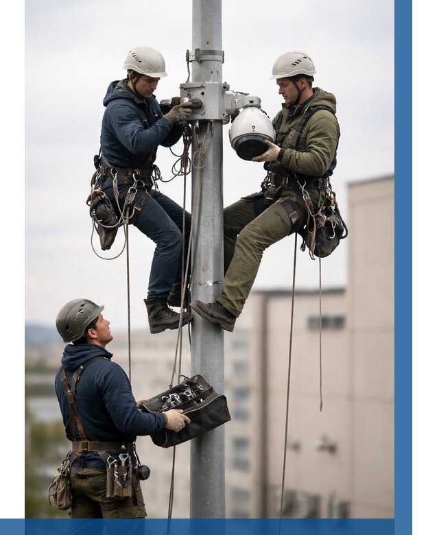 Установка видеокамер на мачте в Белебее от 8671 р. | ВЫСОТНИК-Блб