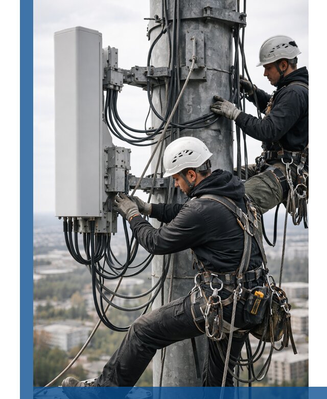 Монтаж оборудования связи на мачте в Белебее с пусконаладкой