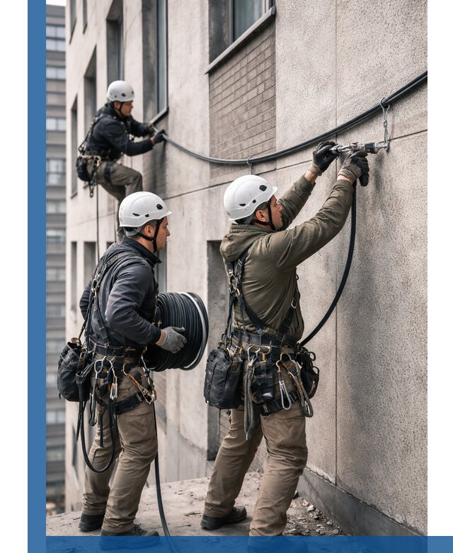 Прокладка кабеля по фасаду в Белебее, профессиональный монтаж