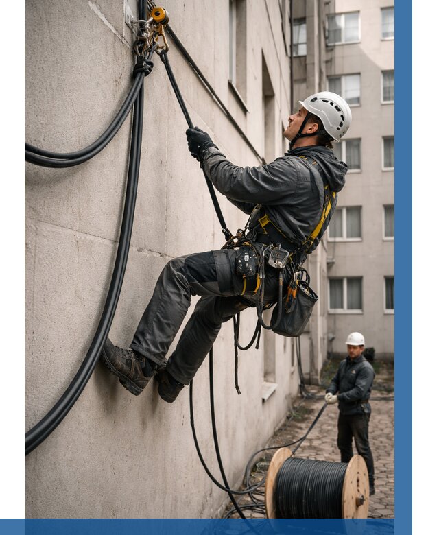 Протяжка кабеля питания на высоте в Белебее от 459 р. | ВЫСОТНИК-Блб