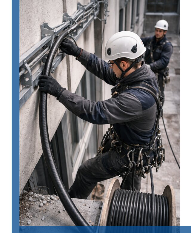 Протяжка кабеля питания на высоте в Белебее с гарантией безопасности и качества