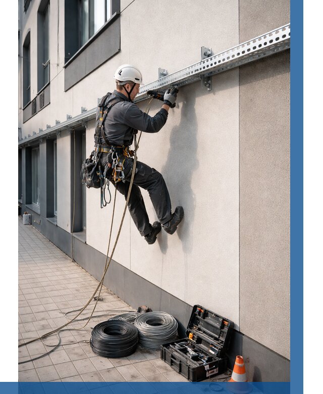 Монтаж кабельных лотков на фасаде в Белебее от 1224 р. | ВЫСОТНИК-Блб