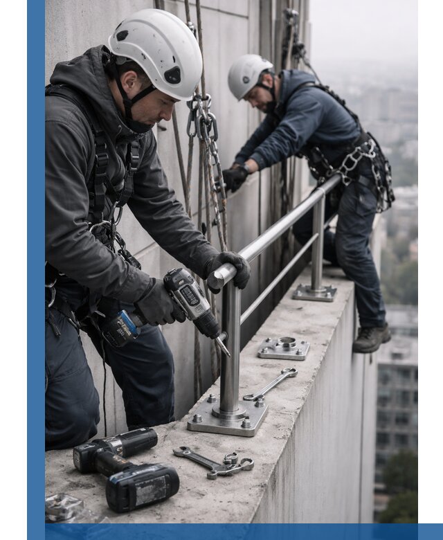 Монтаж перил на высоте в Белебее для жилых и промобъектов