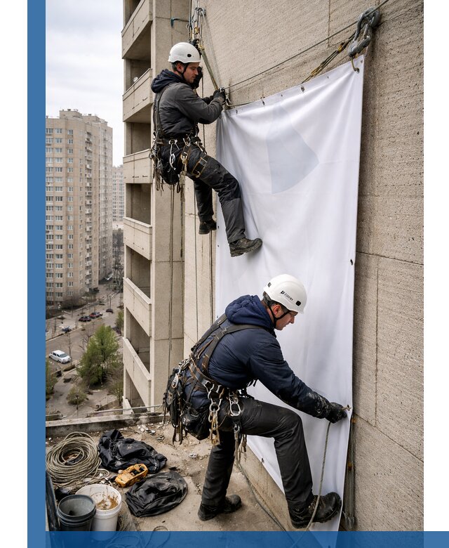 Профессиональный монтаж баннеров на фасаде в Белебее