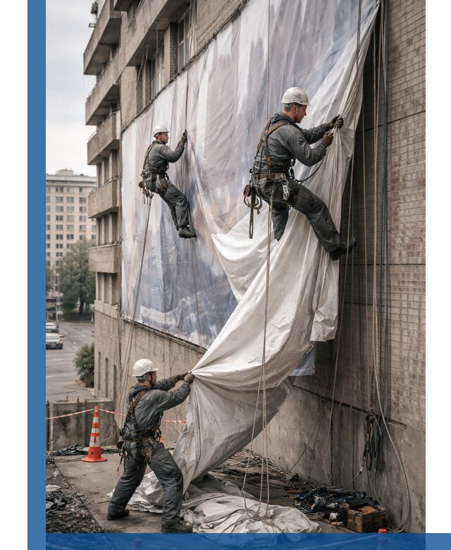 Демонтаж баннеров с фасада в Белебее оперативно и безопасно