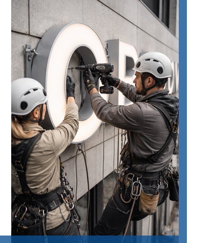 Монтаж световых букв в Белебее от 3060 р. под ключ ВЫСОТНИК-Блб