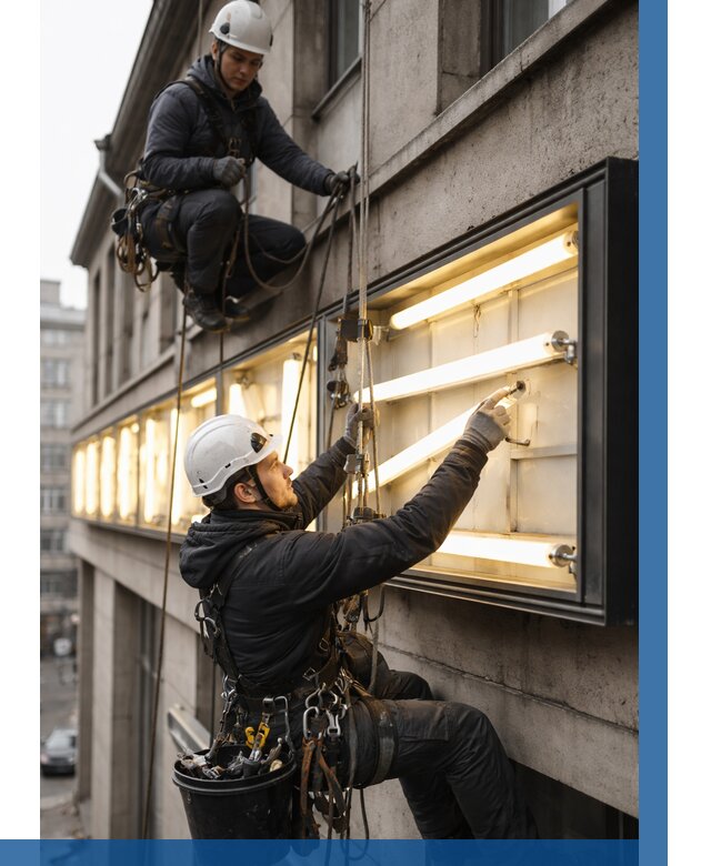 Замена ламп в вывеске в Белебее под ключ от 3570 р. | ВЫСОТНИК-Блб