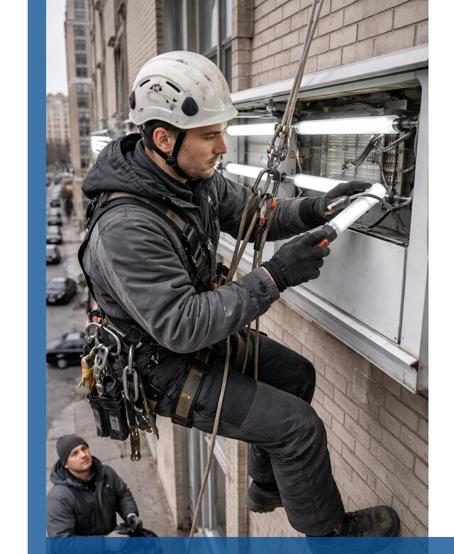 Профессиональная замена ламп в наружной вывеске в Белебее