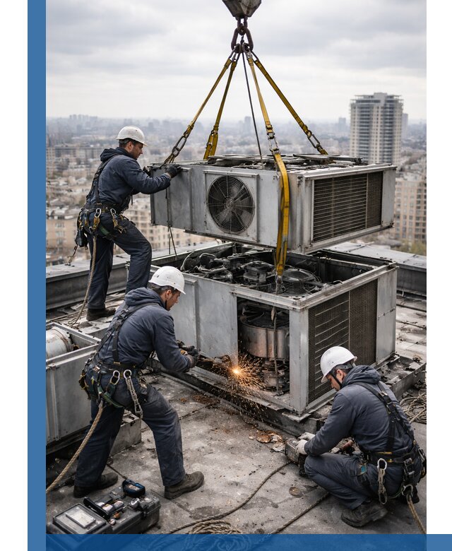 Демонтаж крышной установки в Белебее любой сложности