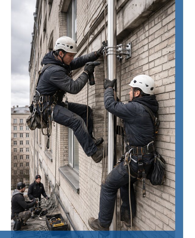 Монтаж флагштока на здании в Белебее от 6631 р. | ВЫСОТНИК-Блб