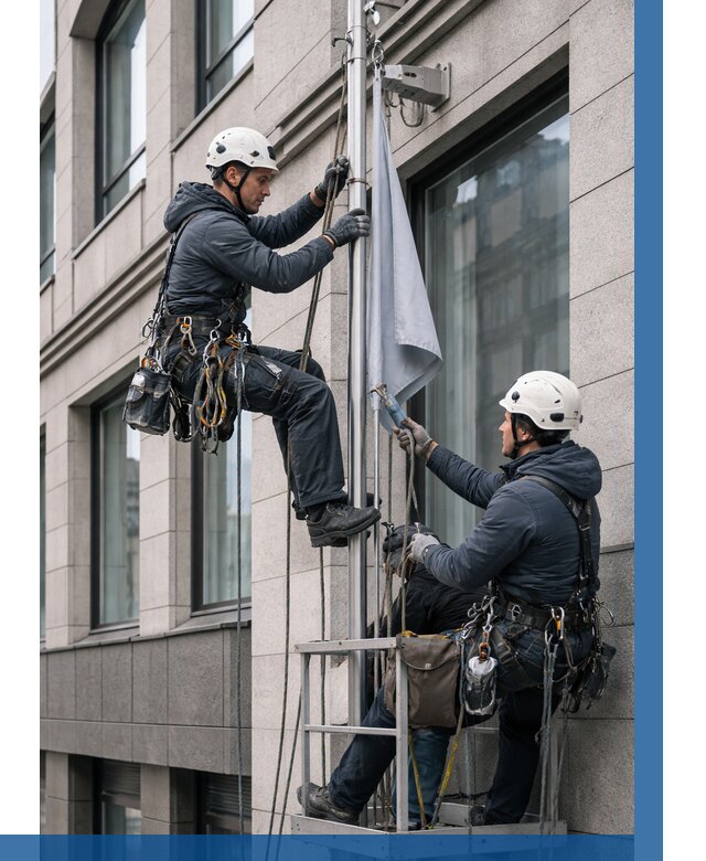 Установка флагов на фасаде в Белебее от 4590 р. | ВЫСОТНИК-Блб