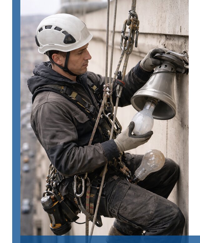 Замена ламп на высоте в Белебее профессионально и быстро