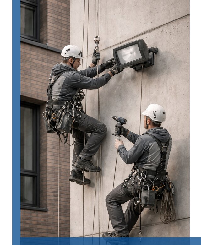 Профессиональный монтаж фасадных прожекторов в Белебее под ключ