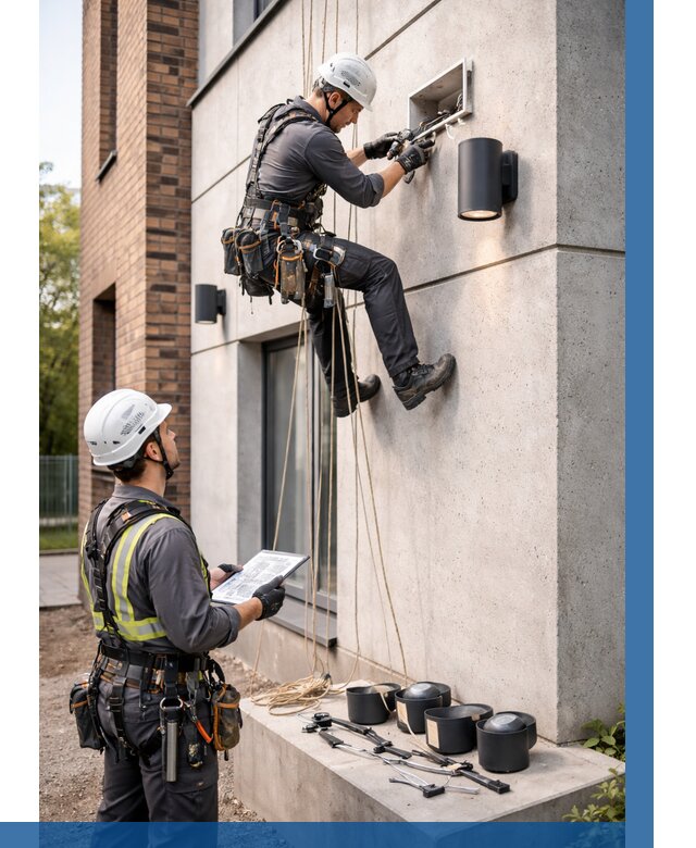 Монтаж фасадного освещения в Белебее от 2550 р. | ВЫСОТНИК-Блб