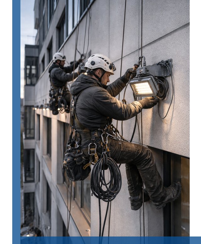 Монтаж фасадного освещения в Белебее установка и подключение
