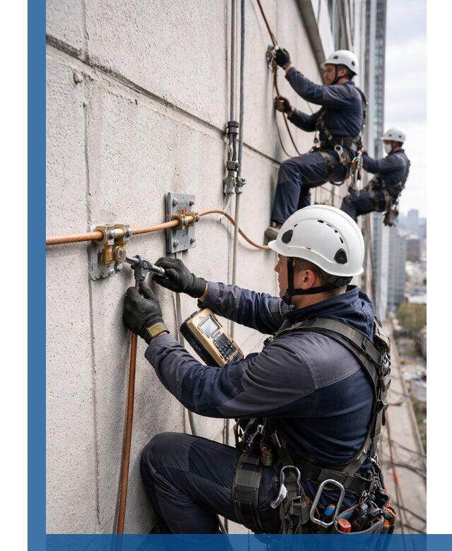 Монтаж системы заземления здания и молниезащиты в Белебее